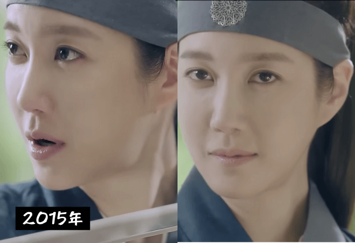韓国ドラマ「雪蓮花」に出演している女優イ・ジアの画像2枚
男装をしている
髪はロングで後ろに束ねている
左画像＝横向き
右画像＝正面